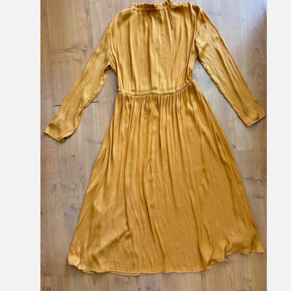 Maje Rouge Drawstring Split Neck Shirred Midi Dre… - image 6